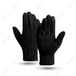 black cashmere material winter gloves